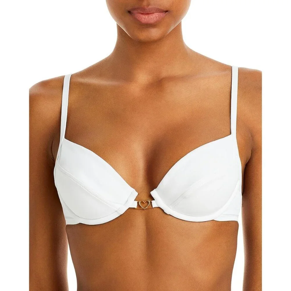 L*SPACE Stardust Push Up Bikini Top MEDIUM White Removable padding Orig. $114